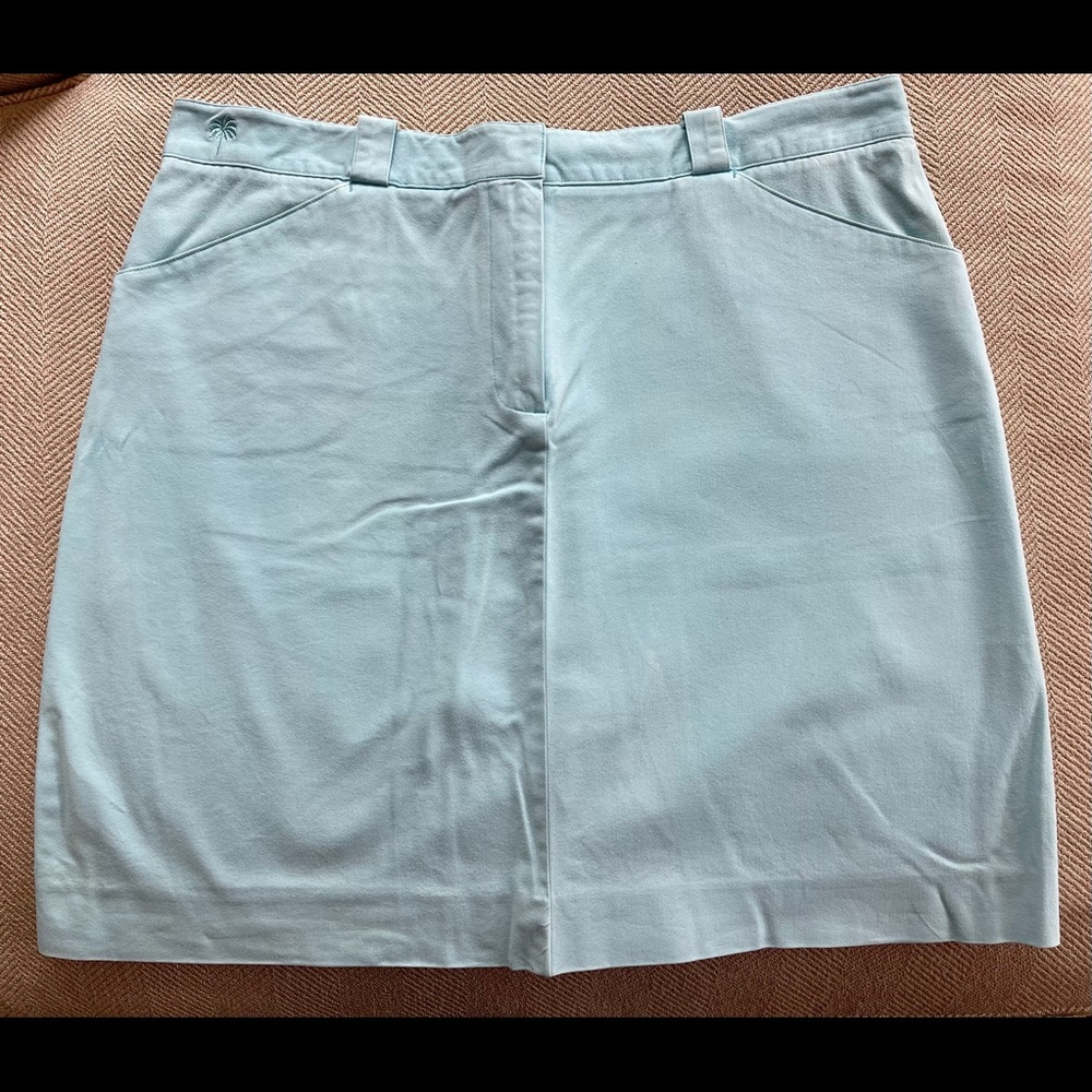 LILLY PULITZER Turquoise Blue Skirt 91% Cotton 9% Spandex Comfy Sz12 Vintage